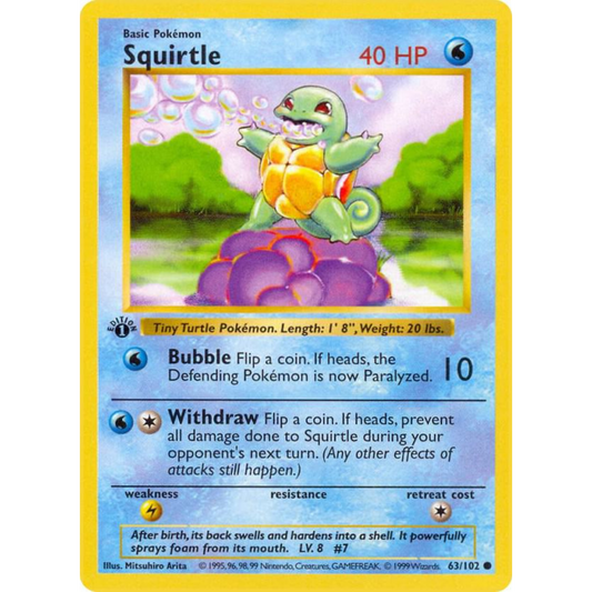 Squirtle 1st ED [063/102] Base Set: Shadowless